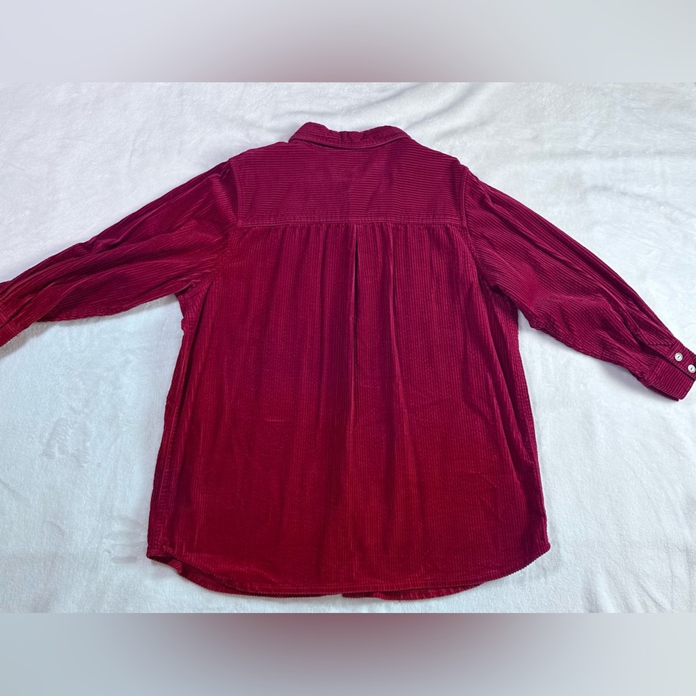 Roaman's Vibrant Red Corduroy Button Down Shirt 1x - Picture 8 of 13